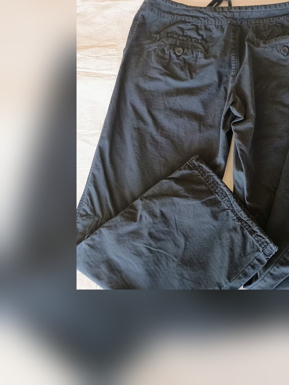 Casual Wide-Leg Button Pocket Pants - Black - Picture 4 of 8